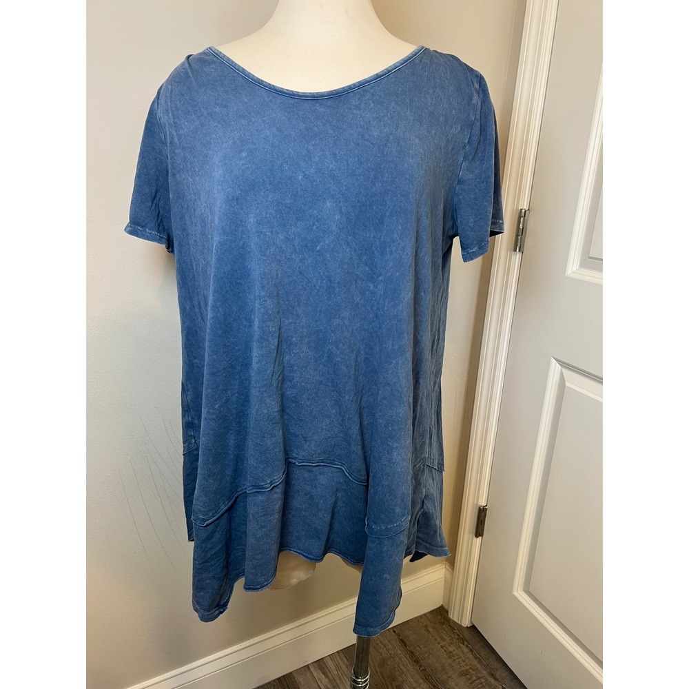 Chatoyant Womens Tunic Top Mineral Wash Blue XL